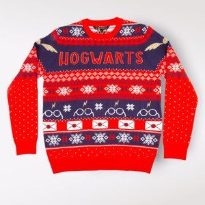 Wizarding World Hogwarts Knitted Holiday Sweater Unisex Large Harry Potter NWT